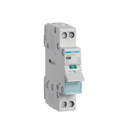   HAGER SBM225 Leválasztókapcsoló jelzőlámpával, 2P, 25A, moduláris, 1M, lámpa: direkt táp/kapcsolt elmenő