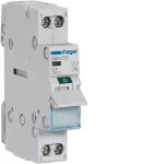   HAGER SBM232 Leválasztókapcsoló jelzőlámpával, 2P, 32A, moduláris, 1M, lámpa: direkt táp/kapcsolt elmenő