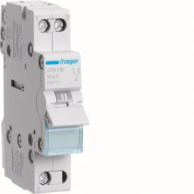 HAGER SFB116 Választókapcsoló, 1P, 16A, I-0-II, moduláris, 1M, közös pont alul