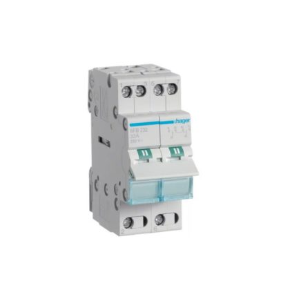   HAGER SFB232 Választókapcsoló, 2P, 32A, I-0-II, moduláris, 2M, közös pont alul