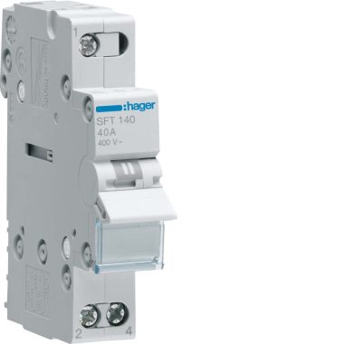 HAGER SFT140 Választókapcsoló, 1P, 40A, I-0-II, moduláris, 1M, közös pont felül