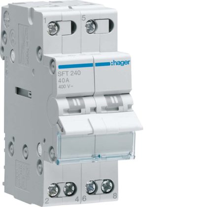   HAGER SFT240 Választókapcsoló, 2P, 40A, I-0-II, moduláris, 2M, közös pont felül