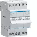   HAGER SFT340 Választókapcsoló, 3P, 40A, I-0-II, moduláris, 3M, közös pont felül
