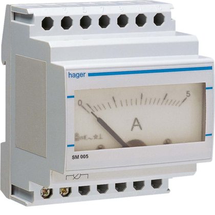   HAGER SM005 Analóg ampermérő, 1 fázisú, direktmérés, 0-5A, moduláris