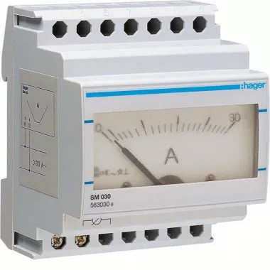 HAGER SM030 Analóg ampermérő, 1 fázisú, direktmérés, 0-30A, moduláris