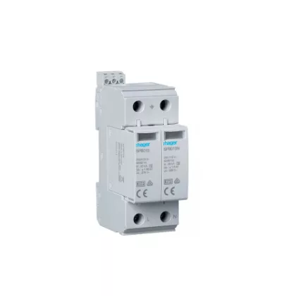   HAGER SPB215 Túlfesz. levezető, II típus (C) 2P, cser.betétes, 40kA, 1,25kV, TT/TNS, távjelző