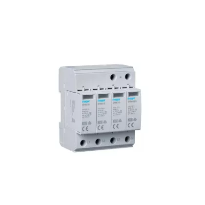   HAGER SPB413 Túlfesz. levezető, II típus (C osztály) 4P, cser.betétes, 40kA, 1,25kV, TT/TNS