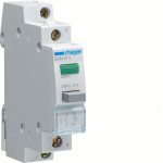   HAGER SVN411 Nyomógomb, 1Z, 16A, 230V AC, zöld LED-del, moduláris, 1M