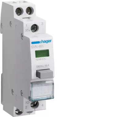 HAGER SVN461 Nyomógomb 2Z, zöld jelzőlámpával, 16A 12/48V 1 M