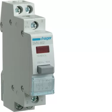 HAGER SVN462 Nyomógomb 2Z, zöld jelzőlámpával, 16A 12/48V 1 M