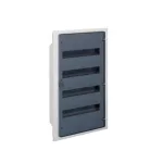   HAGER VF418TD Golf kiselosztó, 4 soros, 72M, süllyesztett, átlátszó ajtó, 652x426x72mm falkivágásba