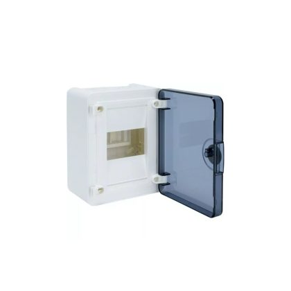   HAGER VS104TD Golf kiselosztó, 1 soros, 4M, falon kívüli, átlátszó ajtó, 184x138x99mm