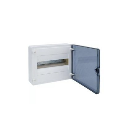   HAGER VS112TD Golf kiselosztó, 1 soros, 12M, falon kívüli, átlátszó ajtó, 252x282x99mm