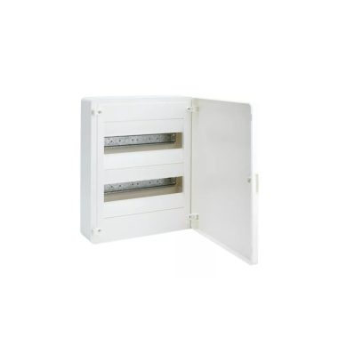 HAGER VS212PD Golf kiselosztó, 2 soros, 24M, falon kívüli, teli ajtó, 377x282x99mm