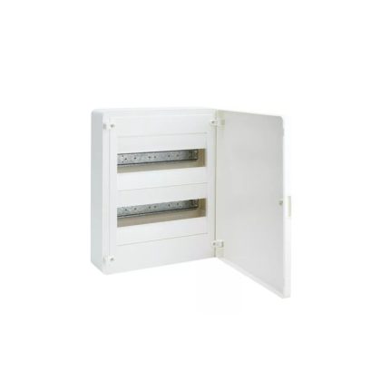   HAGER VS212PD Golf kiselosztó, 2 soros, 24M, falon kívüli, teli ajtó, 377x282x99mm