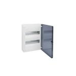   HAGER VS212TD Golf kiselosztó, 2 soros, 24M, falon kívüli, átlátszó ajtó, 377x282x99mm