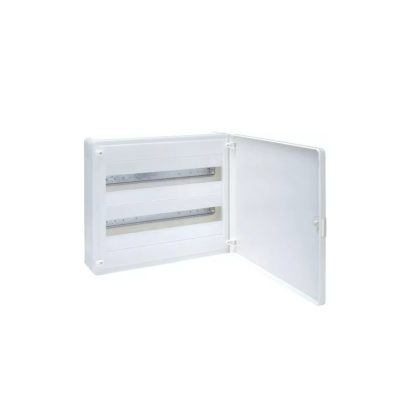   HAGER VS218PD Golf kiselosztó, 2 soros, 36M, falon kívüli, teli ajtó, 377x390x99mm