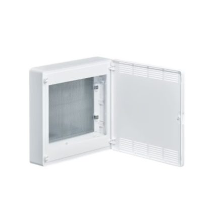   HAGER VS218PZF Multimédia golf kiselosztó, falon kívüli, teli ajtó, 376,5x389,5x98,5mm