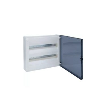 HAGER VS218TD Golf kiselosztó, 2 soros, 36M, falon kívüli, átlátszó ajtó, 377x390x99mm