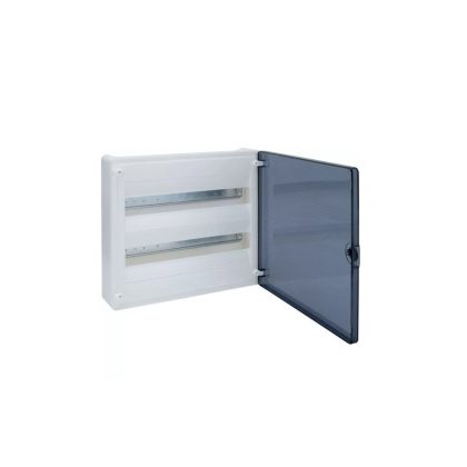   HAGER VS218TD Golf kiselosztó, 2 soros, 36M, falon kívüli, átlátszó ajtó, 377x390x99mm