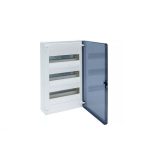   HAGER VS312TD Golf kiselosztó, 3 soros, 36M, falon kívüli, átlátszó ajtó, 500x282x99mm