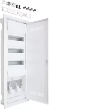 HAGER VU603WWH Volta hibrid perforált műanyag ajtóval, süllyesztett, 36 modul, 3 sor, HAGER VU603WWH Volta hibrid perforált műanyag ajtóval, süllyesztett, 36 modul, 3 sor,