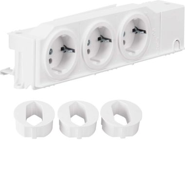 HAGER VZ00AS Volta multimédia, dugalj, 3db, DIN-sínre rögzíthető