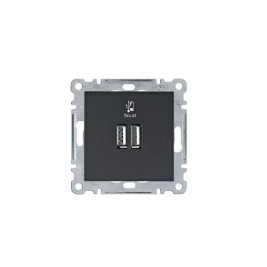 HAGER WL4213 USB töltő, 2A - fekete