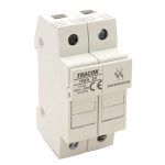   TRACON HBA-2P-32 Szakaszolókapcsoló-biztosítóhengeres bizt.hoz, maszkolható 32A, 10x38mm; Un=230V/400V