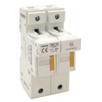   TRACON HBA-2P-50 Szakaszolókapcsoló-biztosítóhengeres bizt.hoz, maszkolható 50A, 14x51mm; Un=230V/400V