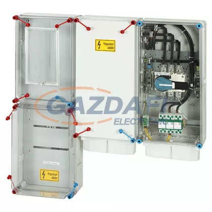   HENSEL HÁFM125T-U Áramváltós mérőhely 125 A-ig, 1 felhasználási helyes indirekt mérés, földkábeles csatlakozásra, felületre szerelt, kombinált szekrény kivitelben, tűzeseti lekapcsolással, túlfeszültség levezetővel