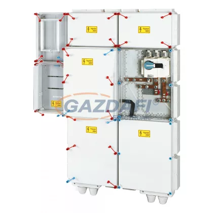   HENSEL HÁFM500M-U Áramváltós mérőhely 500 A-ig, 1 felhasználási helyes indirekt mérés, földkábeles, felületre szerelt, kombinált szekrény kivitelben, megszakítóval, tűzeseti lekapcsolással