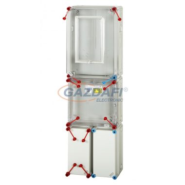 HENSEL HB3008F-U 1 és 3 fázisú egy mérőhelyes fogyasztásmérő szekrény mindennapszaki és előrefizetős méréshez 80 A-ig, IP65, 300x1050x230mm