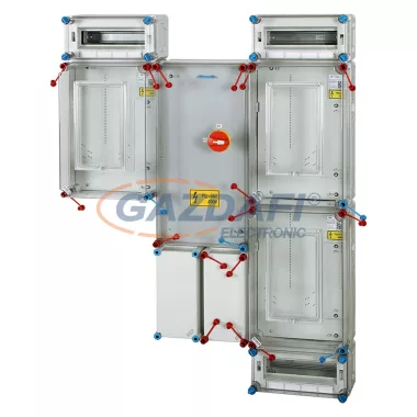 HENSEL HCS431+MF Csoportos mérőhely, három fogyasztó részére mindennapszaki mérésre 63 A-ig, kapcsolóval és NH 00 szakaszolható biztosítóaljzattal, túlfeszültség levezetőhöz előkészítve,fogyasztói főelosztóval