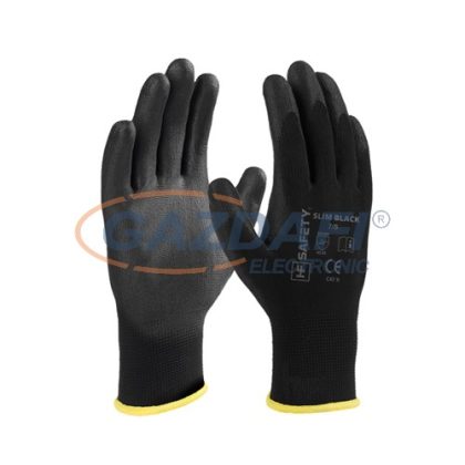 HF8-FK kötött kesztyű PU mártással, 8-as méret, fekete