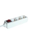 TRACON HK3 Hordozható elosztósáv kapcsolóval, normál, fehér 3×SCHUKO, 1,5m, max.16A, 250VA