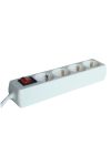 TRACON HK4-3M Hordozható elosztósáv kapcsolóval, normál, fehér 4×SCHUKO, 3m, max.16A, 250V