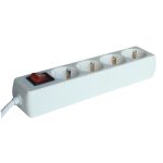 TRACON HK4-3M Hordozható elosztósáv kapcsolóval, normál, fehér 4×SCHUKO, 3m, max.16A, 250V