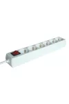 TRACON HK6-5M Hordozható elosztósáv kapcsolóval, normál, fehér 6×SCHUKO, 5m, max.16A, 230V, 3680W, 3x1,5mm2, H05VV-F