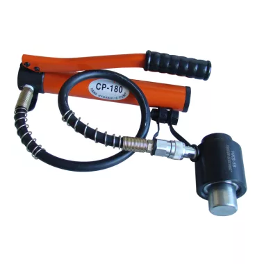 TRACON HKS-15 Hidraulikus kivágó szerszám+hordtáska+7 db kivágó bélyeg 150kN, 6200g, (D=21,8/27,6/34,1/42,7/48,7/60,5mm; 32x32mm)