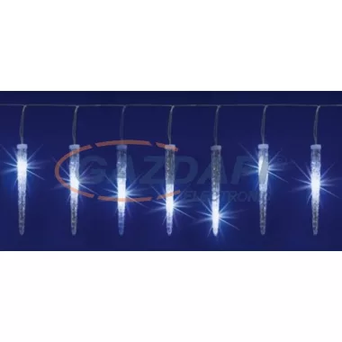 HL0016572 LED-es jégcsap fényfüzér, 18db mikro fehér LED, átlátszó kábel, hideg fehér fény, IP44