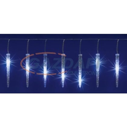   HL0016572 LED-es jégcsap fényfüzér, 18db mikro fehér LED, átlátszó kábel, hideg fehér fény, IP44