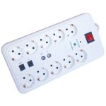   TRACON HNKTM10-3M-KT Négyzetes10-es elosztó kapcsolóval+túlfesz+ túláram+koax+tel 10×SCHUKO, 3m, max.16A, 250VAC, 3680W, H05VV-F