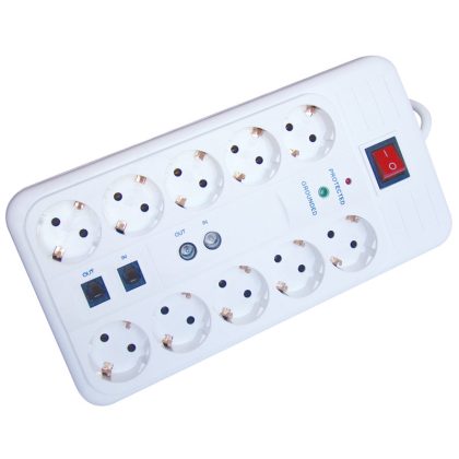 TRACON HNKTM10-3M-KT Négyzetes10-es elosztó kapcsolóval+túlfesz+ túláram+koax+tel 10×SCHUK