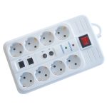   TRACON HNKTM8-3M-KT Négyzetes 8-as elosztó kapcsolóval+túlfesz+ túláram+koax+tel 8×SCHUKO, 3m, max.16A, 250VAC, 3680W, H05VV-F