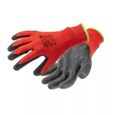 HÖGERT HT5K751-9 RODER latex bevonatú védőkesztyű piros/fekete (12 pár/csomag) 9