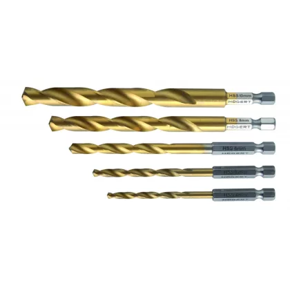 HÖGERT HT6D180 Fém fúrókészlet: 4.5.6.8.10 mm, HSS acélból HÖGERT HT6D180 Fém fúrókészlet: 4.5.6.8.10 mm, HSS acélból