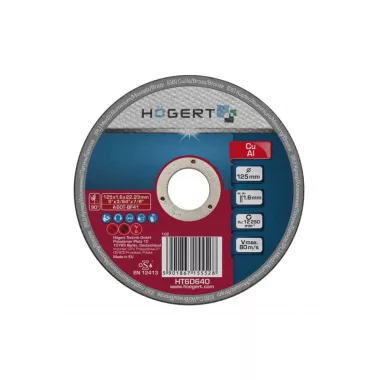 HÖGERT HT6D640 Csiszolókorong rézhez, alumíniumhoz és színesfémekhez 125x1,6x22,23