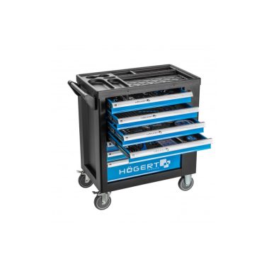 HÖGERT HT7G050 7 fiókos, oldalajtós szerszámos szekrény tartozékokkal, 544 db.