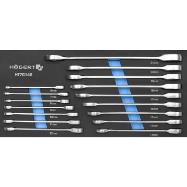 HÖGERT HT7G146-OP Kombinált racsnis villáskulcs, készlet 16 db csomagolás, műszaki hab